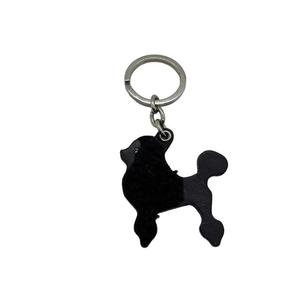 Coach Poodle Keyring Key Fob Black Dog Leather French Fluffy Vintage Retro